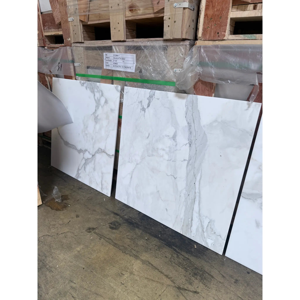 Calacatta Gold Marble 24X24 polished or honed tiles with white marble pattern