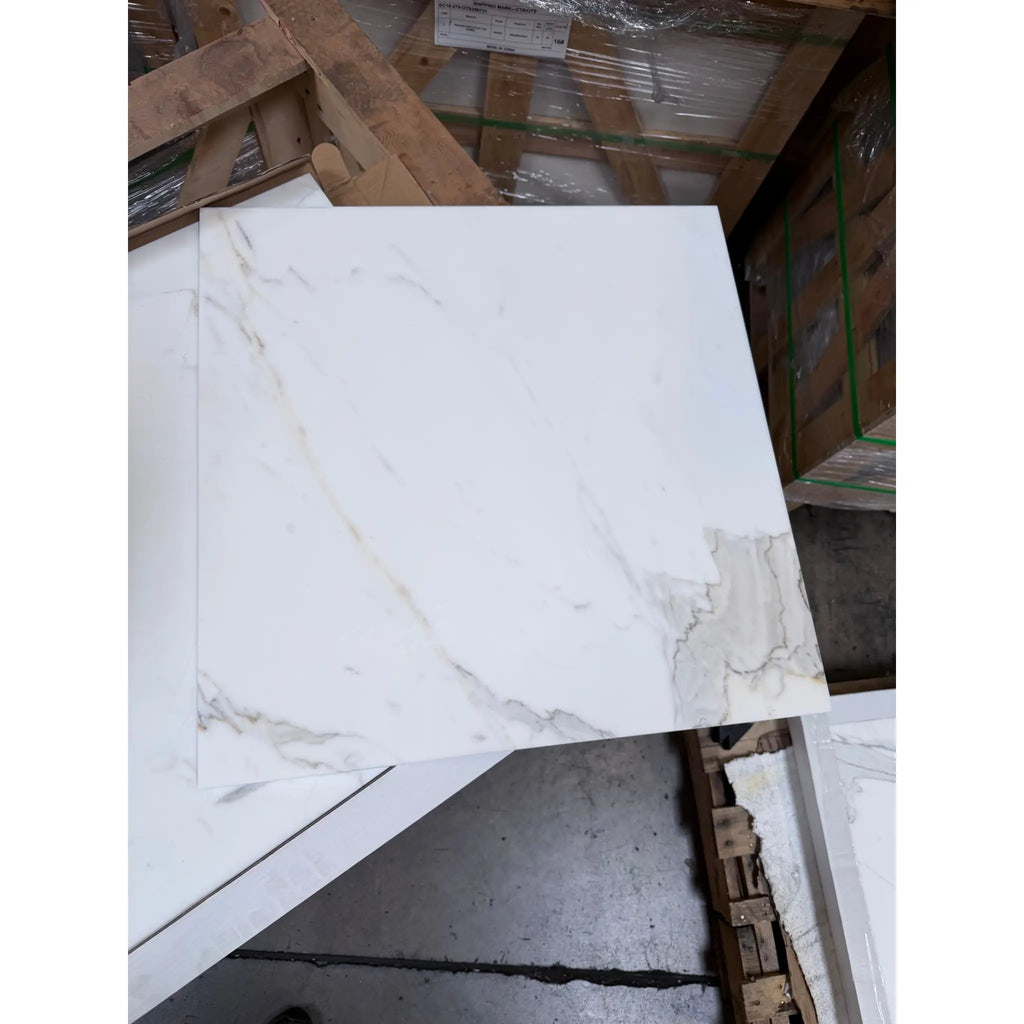 Calacatta Gold Marble 24x24 Polished White Veined Tile
