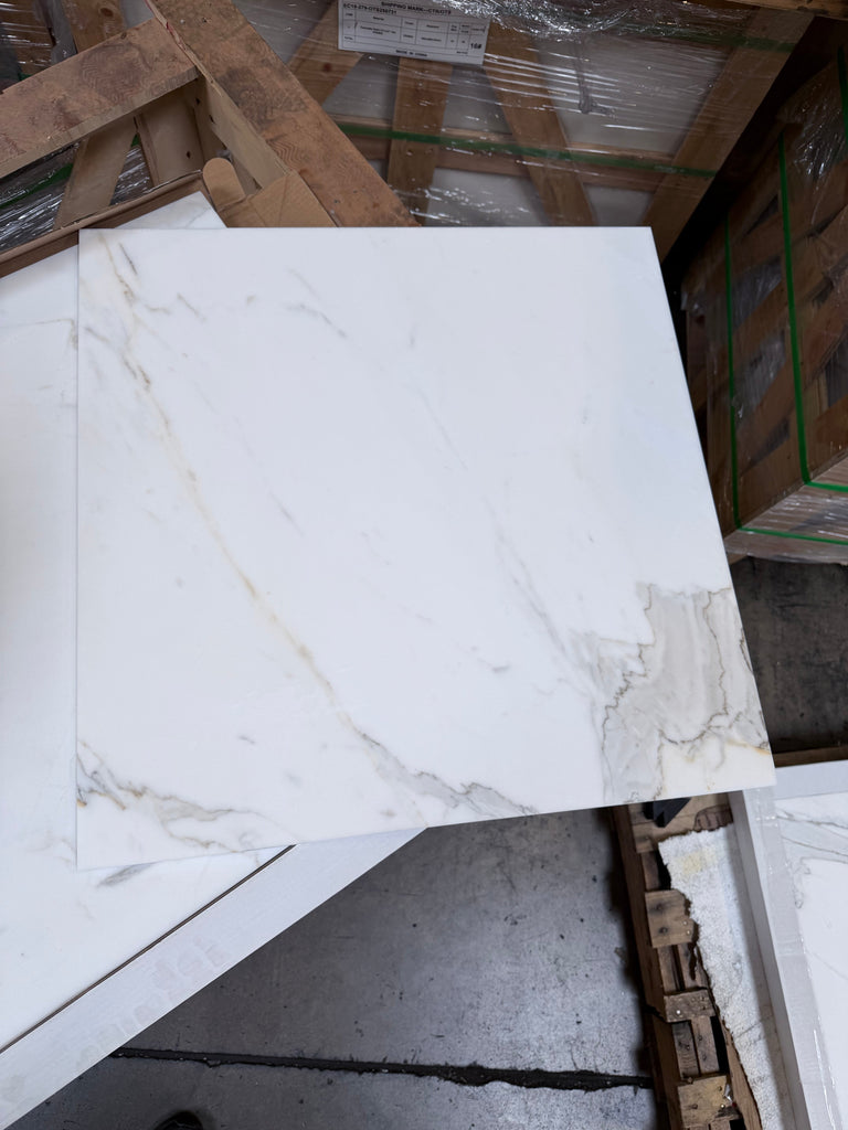 Calacatta Gold Marble 24x24 Polished White Veined Tile