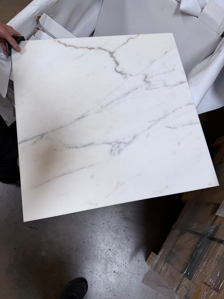 Calacatta Gold Marble 24x24 Polished Tile with Gray Veining