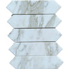 Calacatta Gold Marble 3’’ X 12’’ Picket Mosaic with arrow-shaped marble mosaic tiles