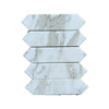 Arrow-shaped Calacatta Gold Marble 3’’ X 12’’ Picket Mosaic tiles for elegant decor