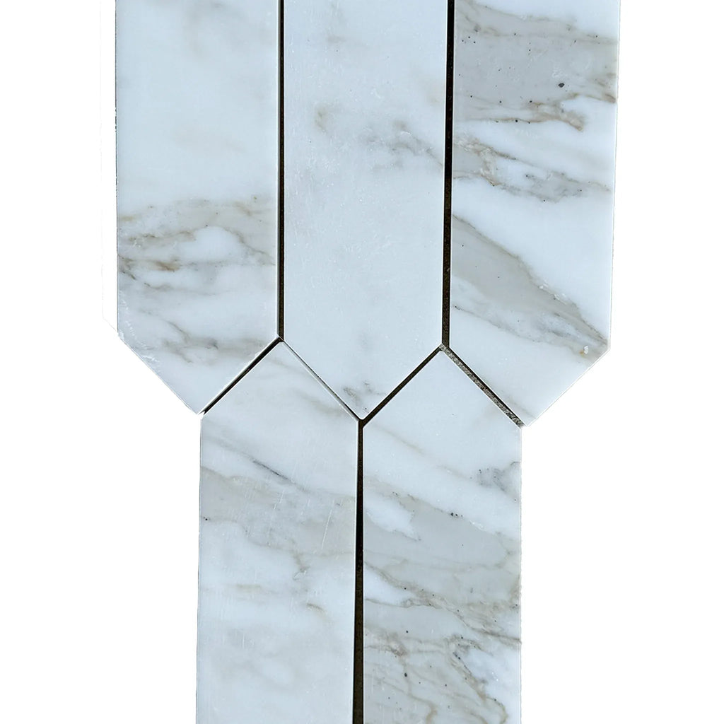 Calacatta Gold Marble 3 X 12 Picket Mosaic tile with elegant marble-patterned design