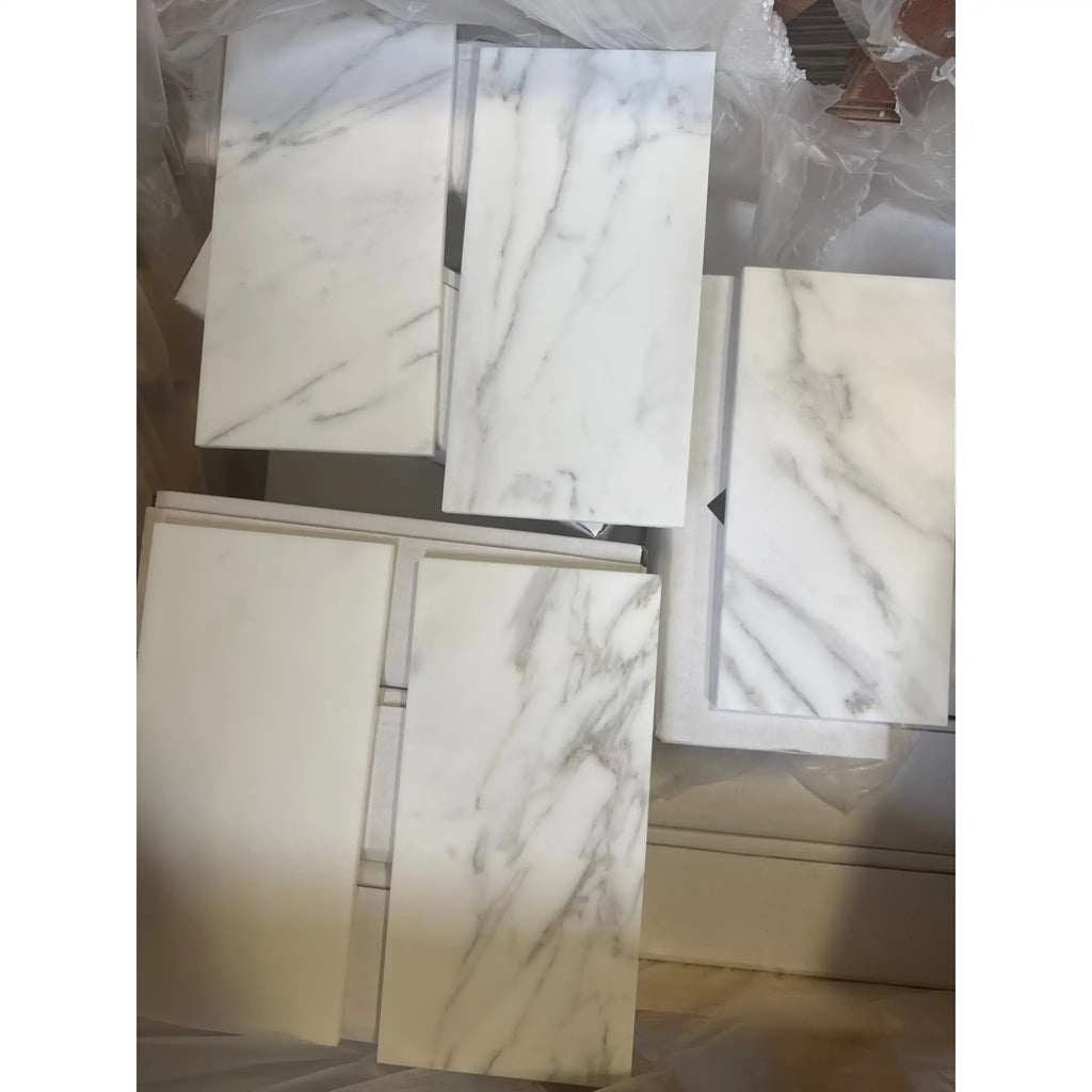 Calacatta Gold Marble 6X12 ceramic tiles with elegant marble pattern in polished or honed finish