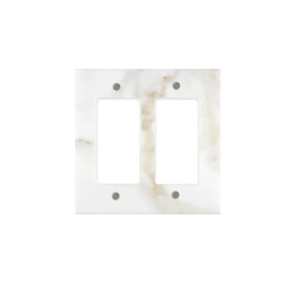 Calacatta Gold Marble Double Rocker Switch Wall Plate with elegant marble pattern