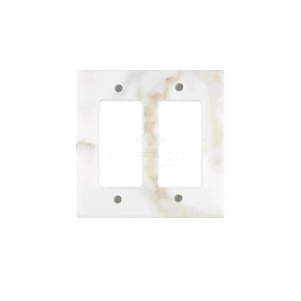 Calacatta Gold Marble Double Rocker Switch Wall Plate showcasing elegant design
