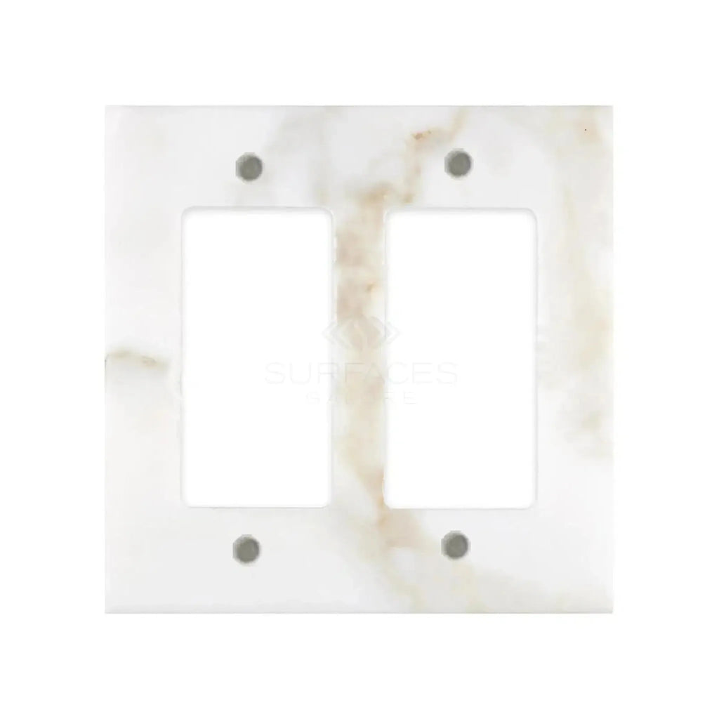 Calacatta Gold Marble Double Rocker Switch Wall Plate for elegant home decor