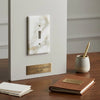 Calacatta gold marble single toggle wall plate in white marble with subtle beige veining for switch covering