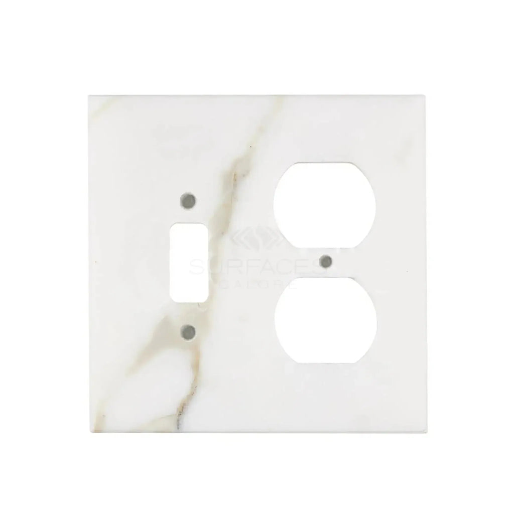 Calacatta Gold Marble Toggle and Duplex Switch Wall Plate with elegant design