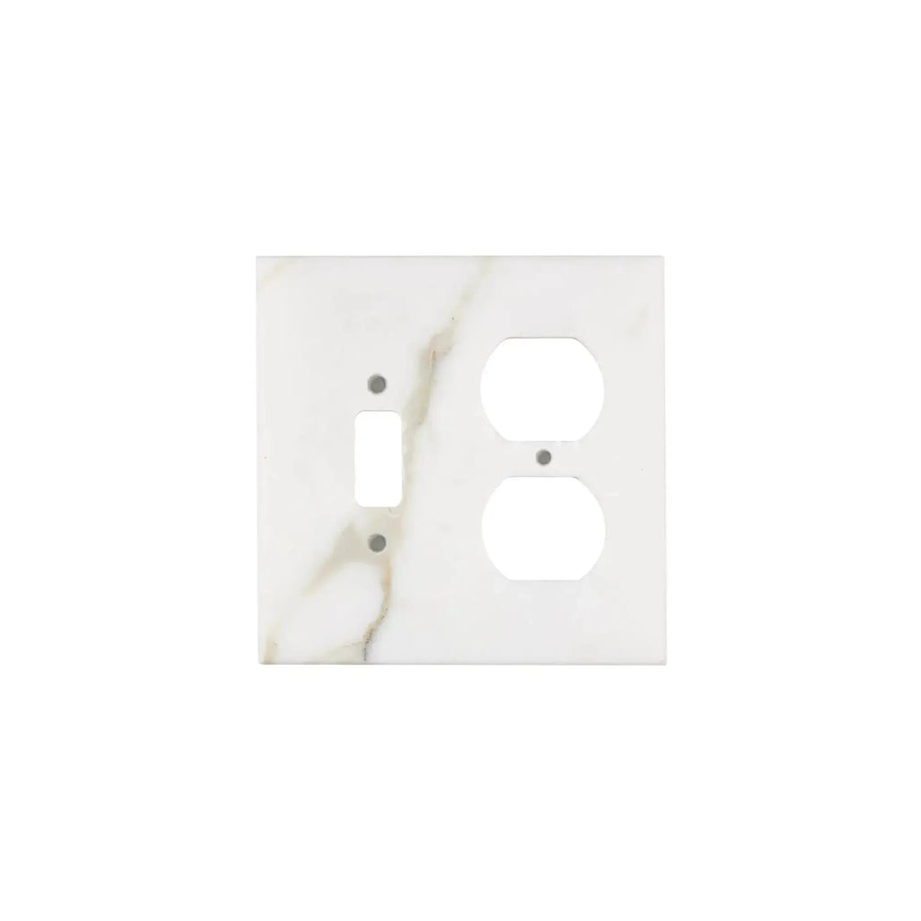 Marble-patterned Calacatta Gold Toggle Duplex Switch Wall Plate for elegant decor