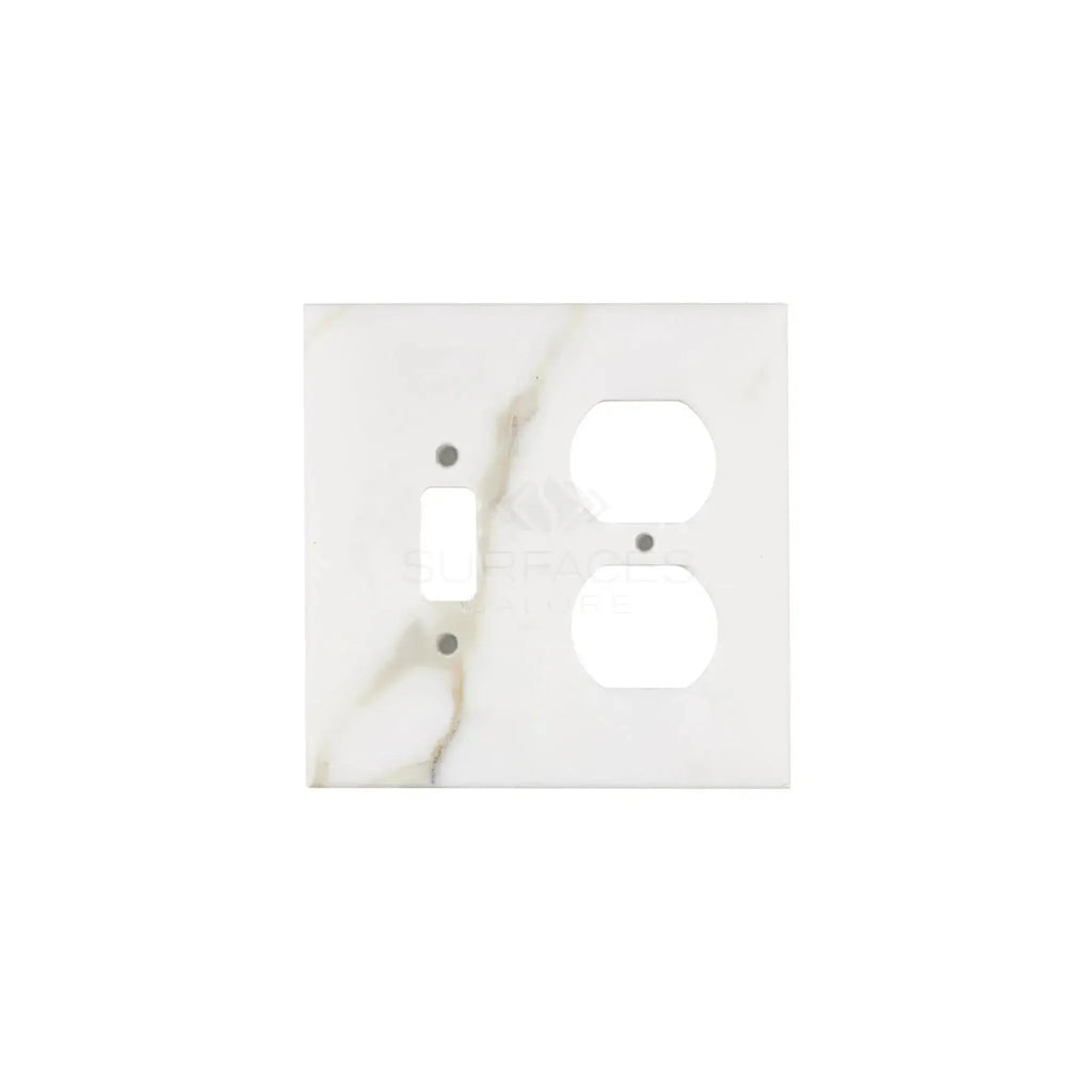 Marble-patterned Calacatta Gold Toggle Duplex Switch Wall Plate for elegant decor