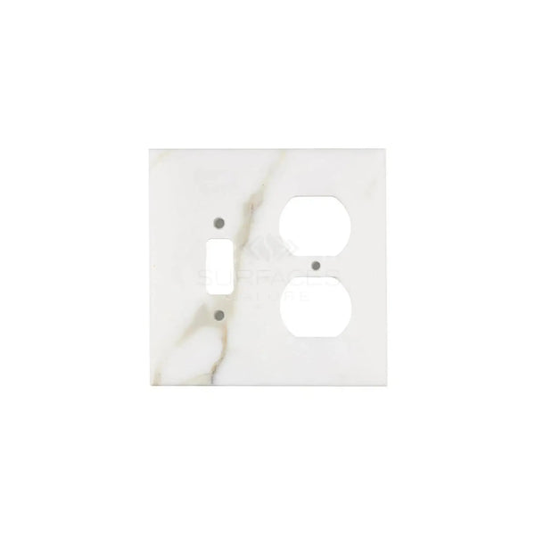 Marble-patterned Calacatta Gold Toggle Duplex Switch Wall Plate for elegant decor