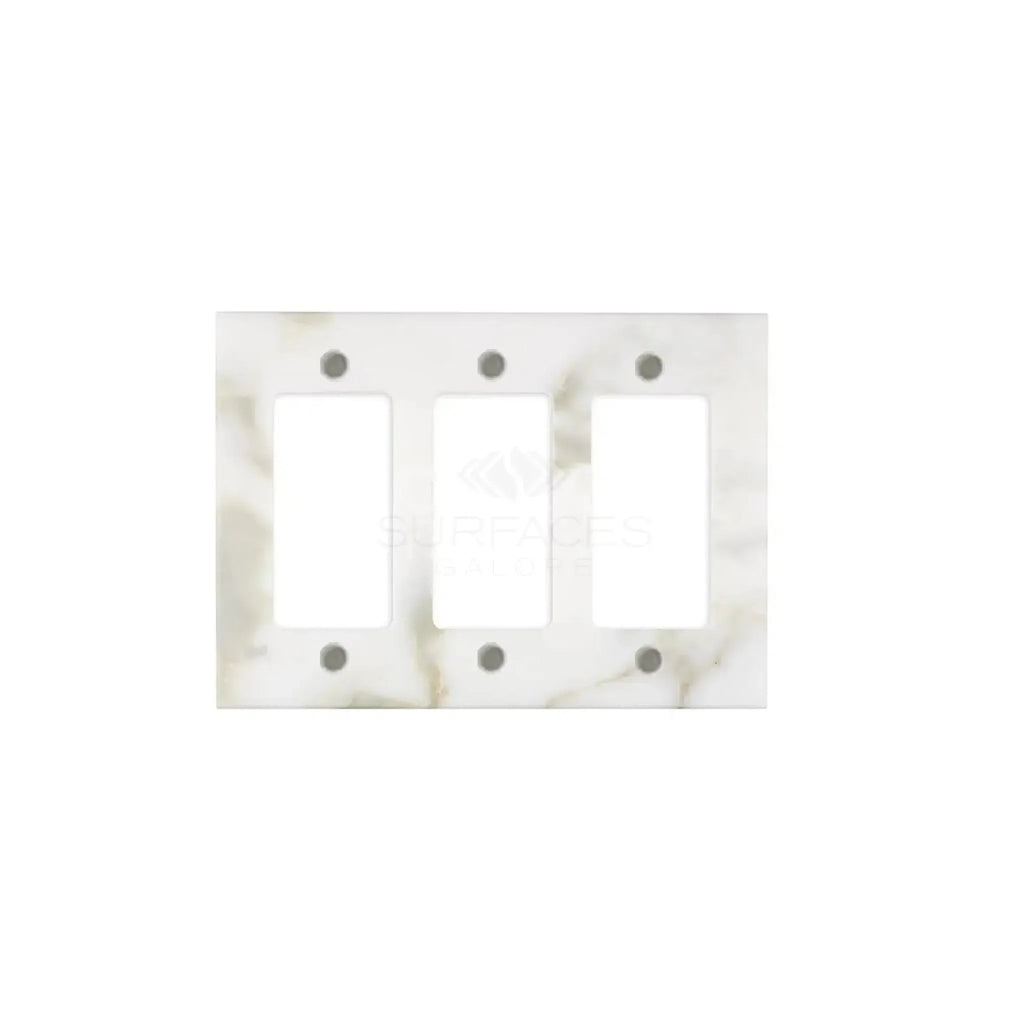 Calacatta Gold Marble Triple Rocker Plate Switch Wall Plate for elegant decor
