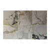 Six Calacatta Gold Medley 12X12 Polished Marble Tiles showcasing elegant marble patterns