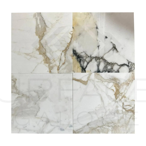 Calacatta Gold Medley Polished Marble Tiles showcasing elegant marble patterns