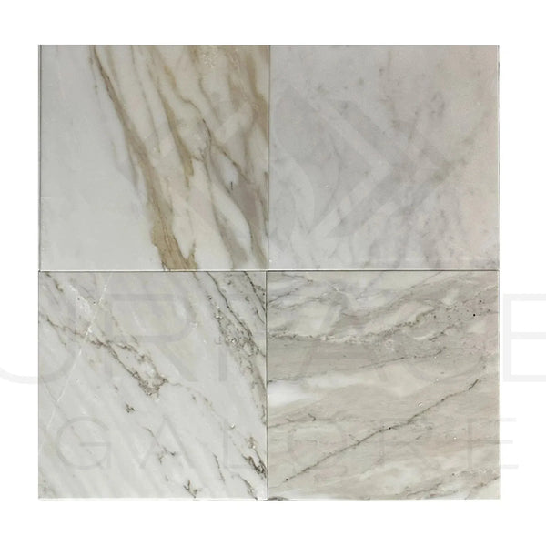 Four Calacatta Gold Medley Polished Marble Tiles for elegant home decor