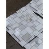 White marble mosaic tile sheets from Calacatta Gold Mini-Versailles pattern exhibit polished or honed finish