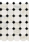 Calacatta Gold Octagon (w/Black) Mosaic Marble Tile Polished or Honed