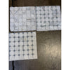 Calacatta Gold octagon mosaic marble tile in white gray geometric pattern, plastic wrapped