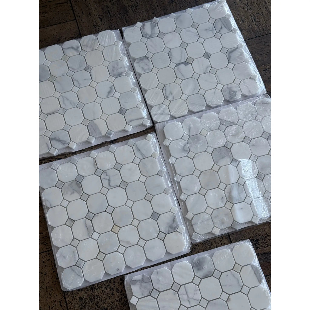 Marble octagon tile sheets from Calacatta Gold Mosaic Marble Tile collection
