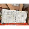 Calacatta gold octagon polished marble mosaic tile with white carrara hexagonal pattern and diamond accents