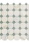 Calacatta Gold Octagon (w/Ming-Green) Mosaic Marble Tile Polished or Honed