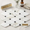 White italian calacatta gold octave long octagon mosaic marble tile with black accents polished or honed