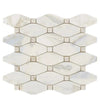 Marble mosaic tile sheet featuring Calacatta Gold Octave Long Octagon design