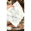 Calacatta gold octave long octagon mosaic marble tile polished with white marble hexagonal pattern and gray veining