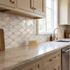 Calacatta gold octave long octagon mosaic marble tile featuring polished calacatta gold italian marble with beige tones