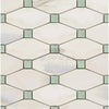 Calacatta Gold Octave Long Octagon Mosaic Marble Tile with Ming Green geometric pattern