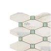 White and green geometric tile pattern of Calacatta Gold Octave Mosaic Marble Tile