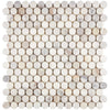 Calacatta Gold Penny-Round Mosaic Marble Tile Sheet in Polished or Honed Finish