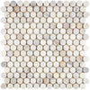 Calacatta Gold Penny-Round Mosaic Marble Tile Sheet in Polished or Honed Finish
