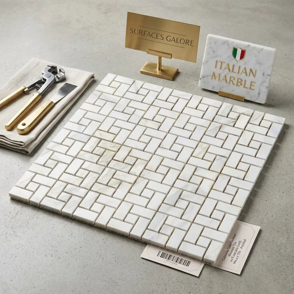 Calacatta gold pinwheel mosaic marble tile polished or honed white italian marble with classic herringbone pattern