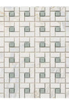 Calacatta Gold Pinwheel (w/Ming-Green) Mosaic Marble Tile Polished or Honed