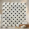 Calacatta gold stanza black mosaic marble tile polished or honed in white and black herringbone pattern