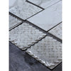 Calacatta Gold Stanza mosaic marble tile with woven pattern and gray veining