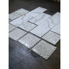 Calacatta Gold Stanza mosaic marble tile samples in polished or honed white with gold patterns