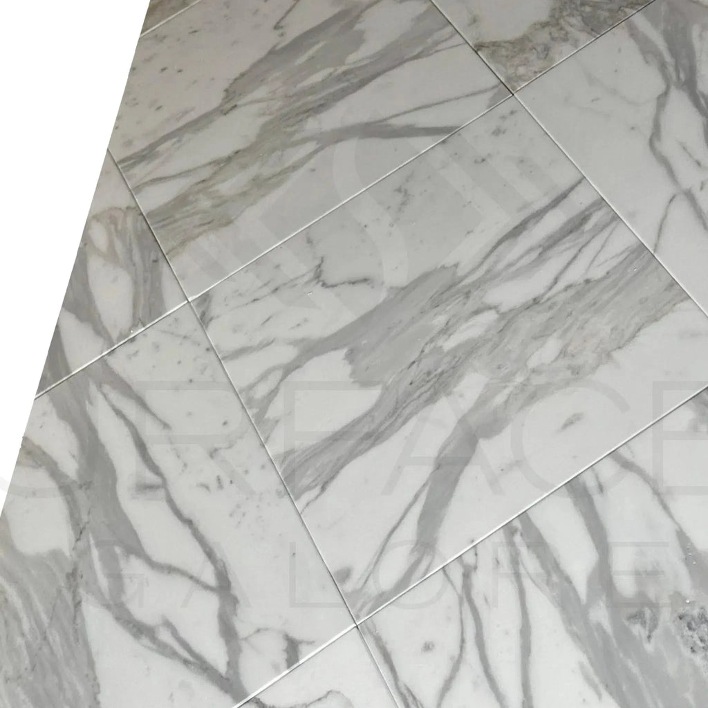 Calacatta Gold Supreme 12X12 Polished Marble Tile showcasing elegant marble-patterned floor tiles