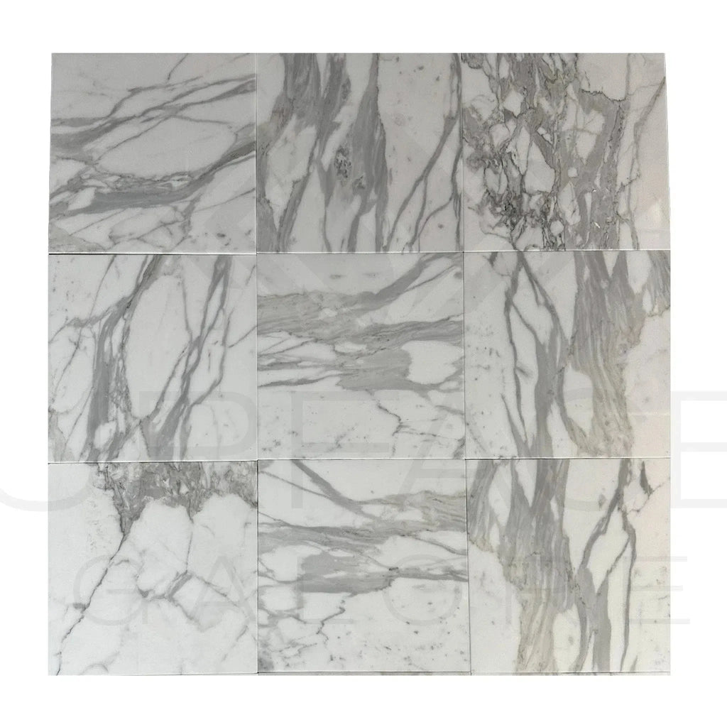 Calacatta Gold Supreme 12X12 Polished Marble Tile arrangement in luxurious setting