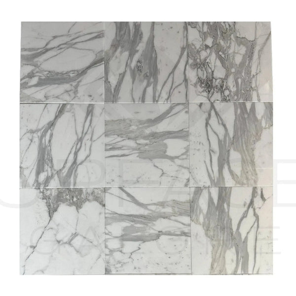 Calacatta Gold Supreme 12X12 Polished Marble Tile arrangement in luxurious setting