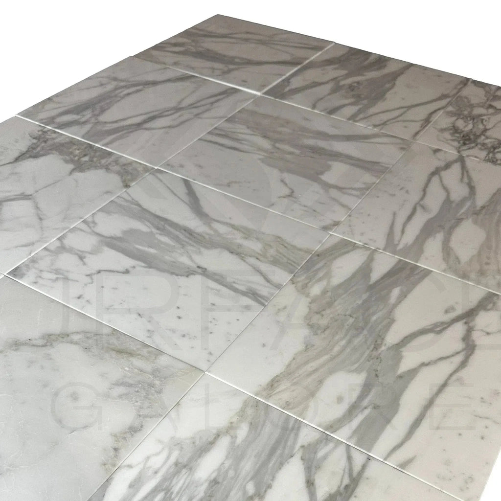 Calacatta Gold Supreme 12X12 Polished Marble Tile with elegant marble-patterned design