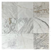 Calacatta Medley 12X12 Polished Marble Tile featuring nine square tiles in a display