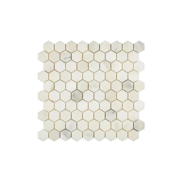 Calacatta Oliva Marble Hexagon Mosaic Tile Sheet in Polished or Honed Finish