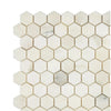 Calacatta Oliva Marble Honeycomb Mosaic Tile Sheet in Polished or Honed Finish