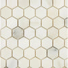 Hexagonal Calacatta Oliva Marble tile pattern in polished or honed finish