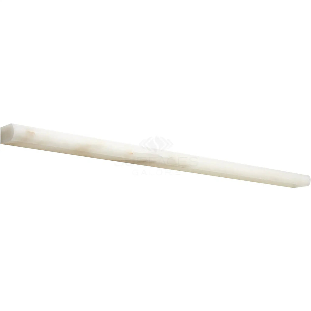 Tapered white chalk stick featured in Calacatta Oliva Marble Pencil Liner Molding