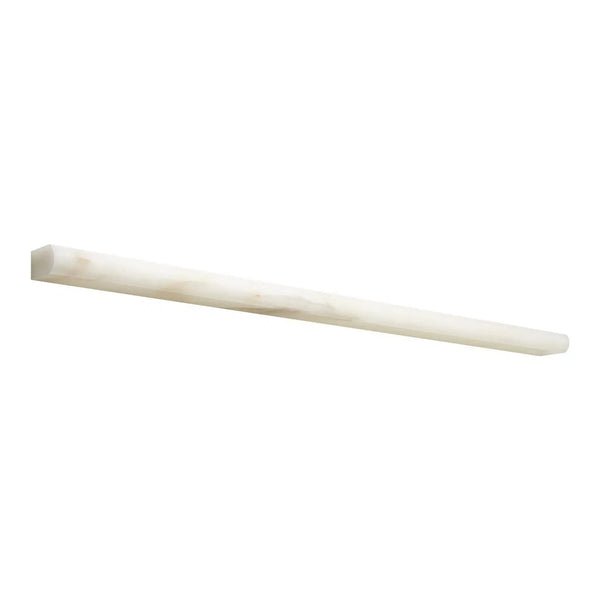 Tapered square-ended white stick of Calacatta Oliva Marble pencil liner molding