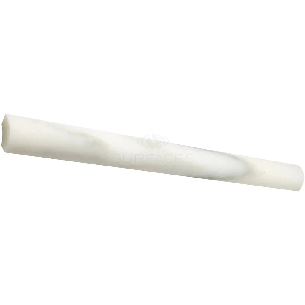 White cylindrical chalk in Calacatta Oliva Marble 1X12 Quarter-Round Molding Trim